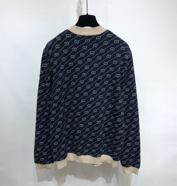 GUCCI NAVY & OFF-WHITE GG JACQUARD CARDIGAN – GCJ003 - Image 3