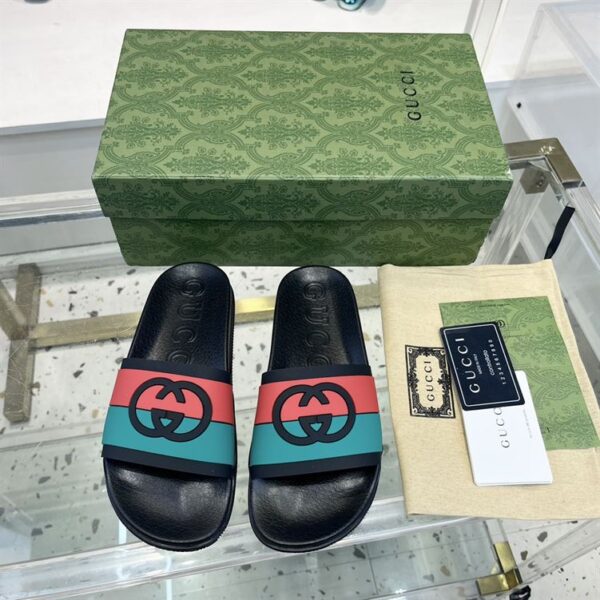 GUCCI SLIDE INTERLOCKING G LEATHER BLACK FOR MEN – GSL003 - Image 2