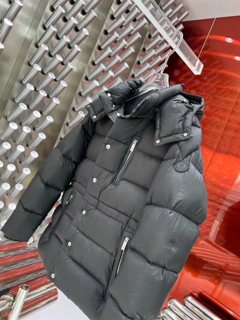 MONCLER BLACK BAUGES LEATHER-TRIMMED DOWN JACKET – MC083 - Image 8