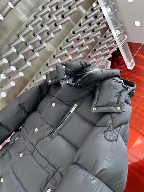 MONCLER BLACK BAUGES LEATHER-TRIMMED DOWN JACKET – MC083 - Image 3