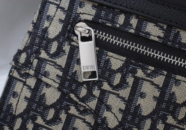 SADDLE POUCH BEIGE AND BLACK OBLIQUE JACQUARD - DIO014 - Image 6