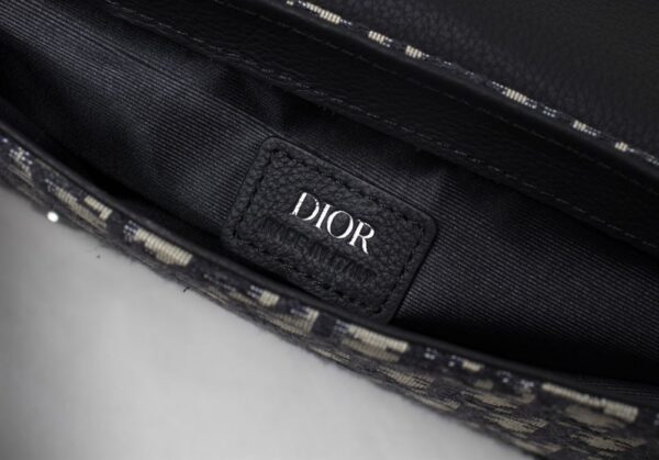 SADDLE POUCH BEIGE AND BLACK OBLIQUE JACQUARD - DIO014 - Image 7